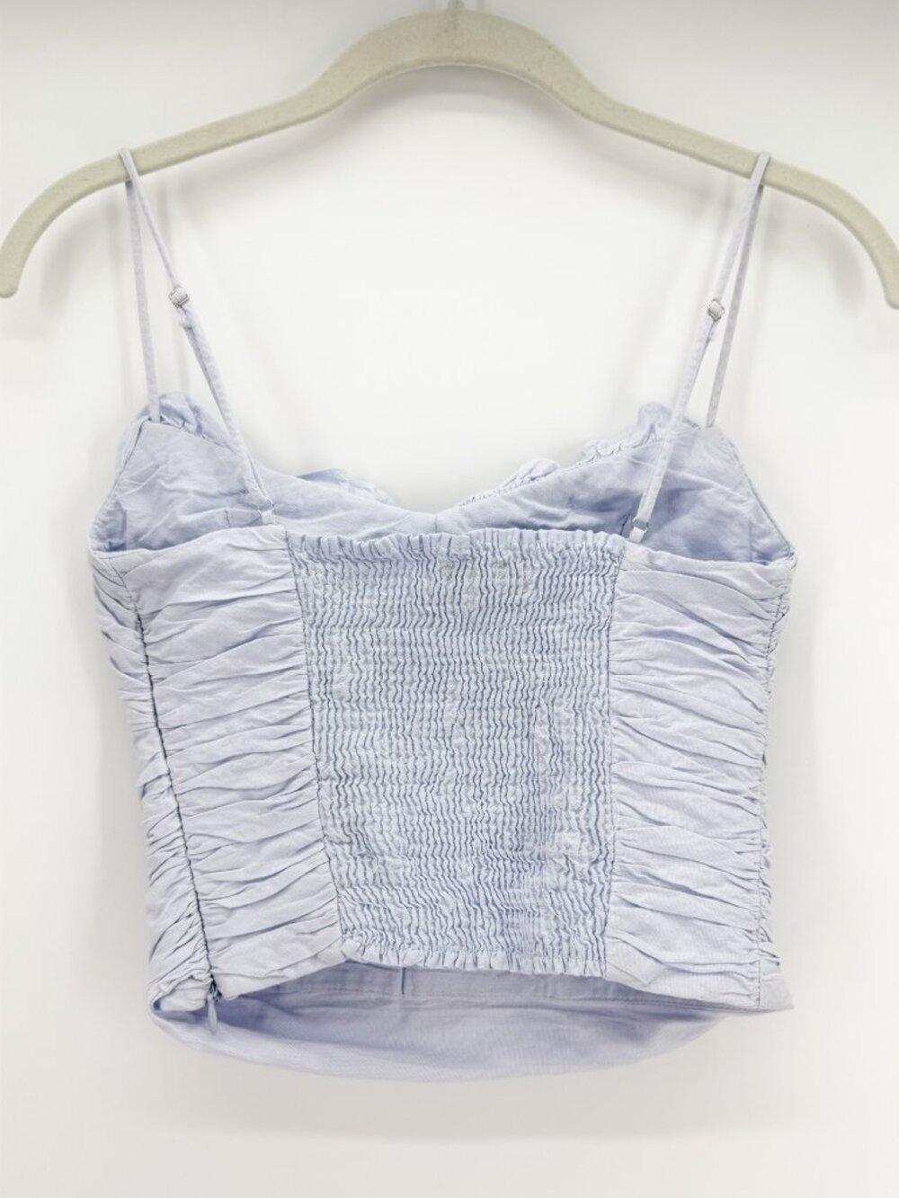 Zara = Cropped Ruffled Corset Top Size S in Light Blue - Picture 3 of 11